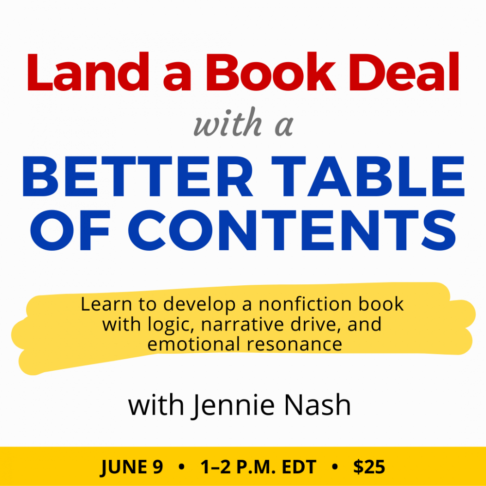 与珍妮·纳什（Jennie Nash）的一份更好的目录达成一份书籍交易。$ 25网络研讨会。2022年6月9日，星期四。下午1点到下午2点东。